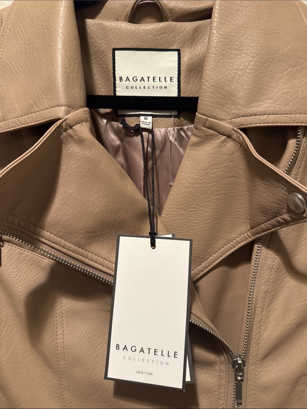 bagatelle Taupe Faux Leather Moto Jacket